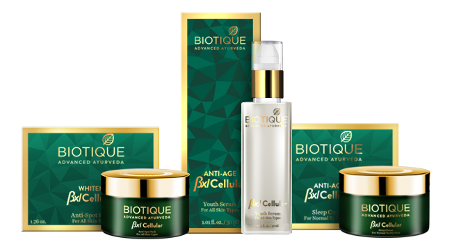 Image of Biotique Beauty Products which was displayed in a black background.